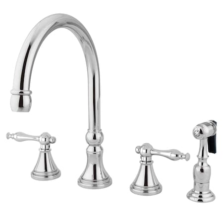 Kingston Brass Widespread Kitchen Faucet, Polished Chrome KS2791NLBS